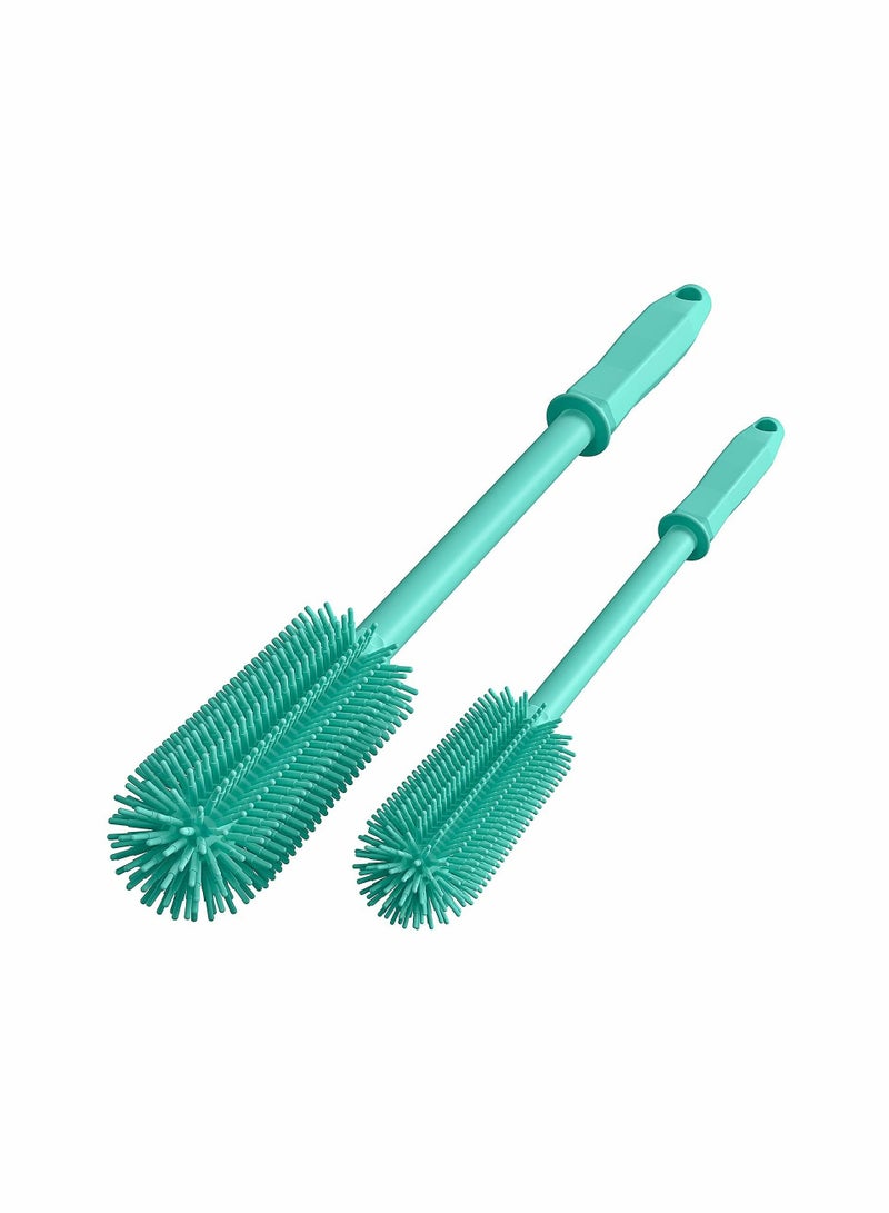 2 Pack Silicone Bottle Cleaning Brush with 16”Long Water Bottle Brush Cleaner Brush for Hydro Flask, Glassware, Vases, Water Bottle Cleaner Brush for Narrow Neck Containers