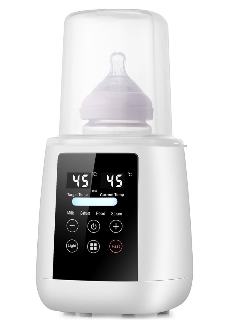 Baby Bottle Warmer, Fast Baby Milk Warmer with Accurate Temperature Control for Breastmilk or Formula, 48H Thermostat, with Defrost, Night Light, Heat Baby Food Jars Function, White