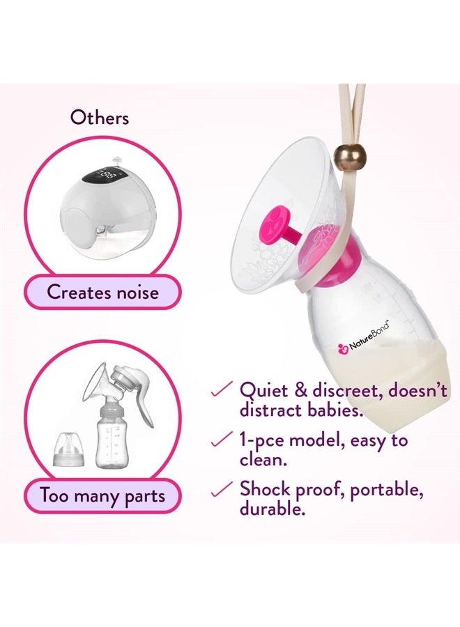 Silicone Breast Pump with lid, Stopper, Strap, Pouch. Breastfeeding Essential Premium All in 1 Set. 3.4oz 100ml (Premium All-in-ONE)