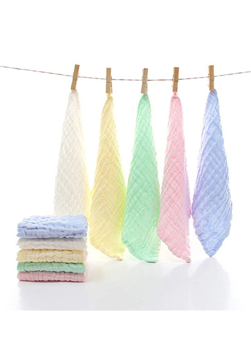 Baby Soft Muslin Washcloths, Washcloths Natural Organic Facial Towel Set of 5 Muslin Cotton Newborn Baby Face Towel