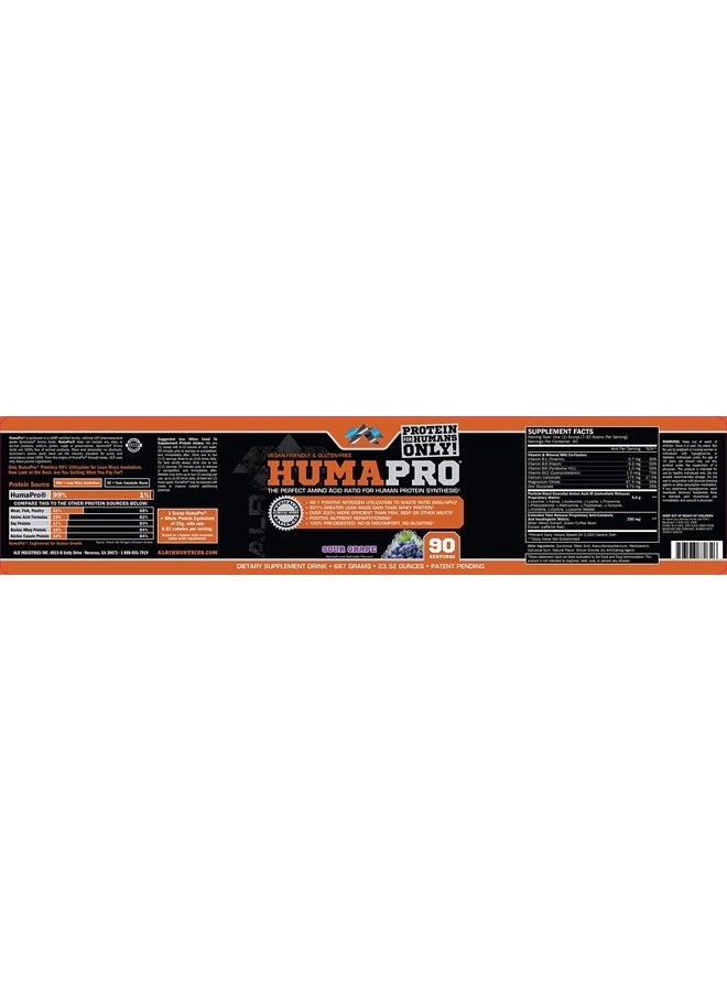 Humapro, Protein Matrix Blend, Formulated for Humans, Amino Acids, Lean Muscle, Vegan Friendly, 667 Grams (Sour Grape)