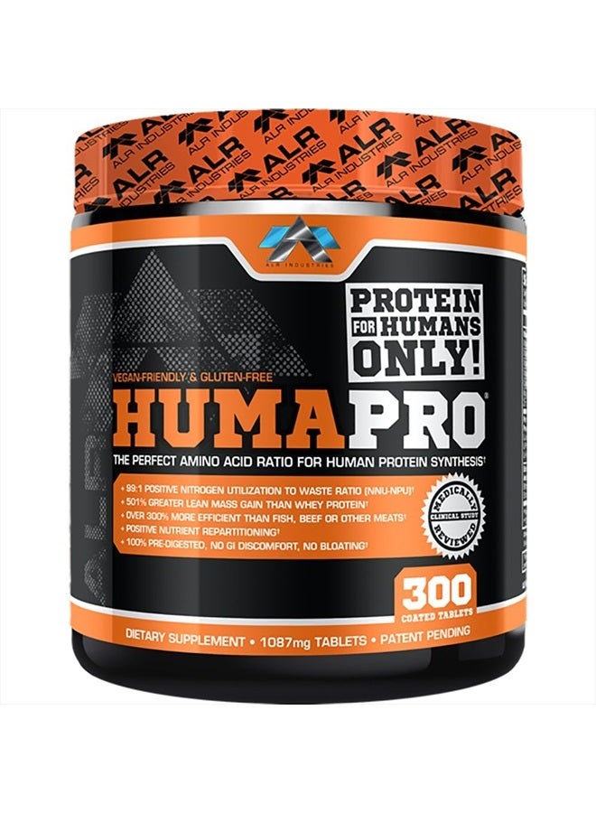 Humapro | Whole Food Protein Equivalent, Protein Matrix Formulated for Humans, Essential Amino Acids, Easy Digestion, Lean Muscle Gain | 300 Tablets (60 Serving)