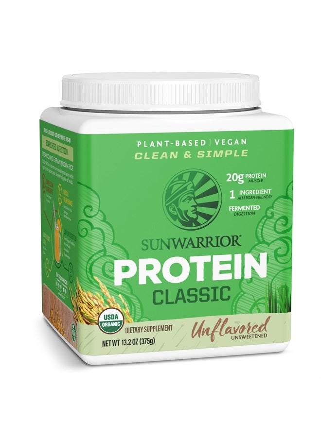 Brown Rice Protein Powder with Bcaa & Amino Acids Raw Rice Protein Shake Gluten Free Low Carb Dairy Free | Plant Based Classic Sprouted Brown Rice Protein Powder Natural 375g by Sunwarrior