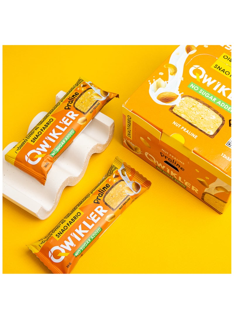 Qwikler Bar with Nut Praline No Sugar Added 12x35g