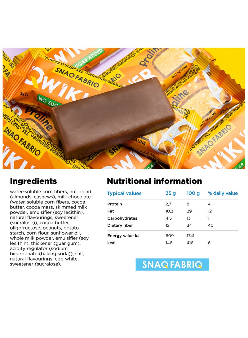 Qwikler Bar with Nut Praline No Sugar Added 12x35g