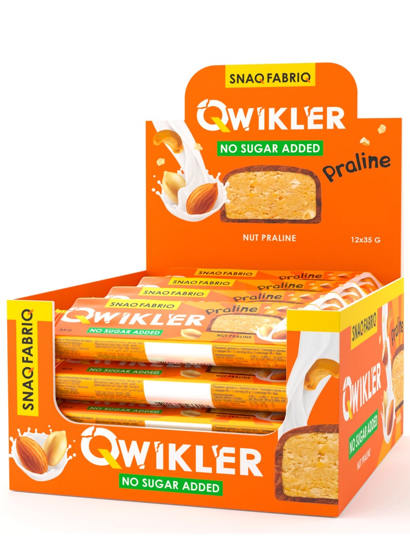 Qwikler Bar with Nut Praline No Sugar Added 12x35g