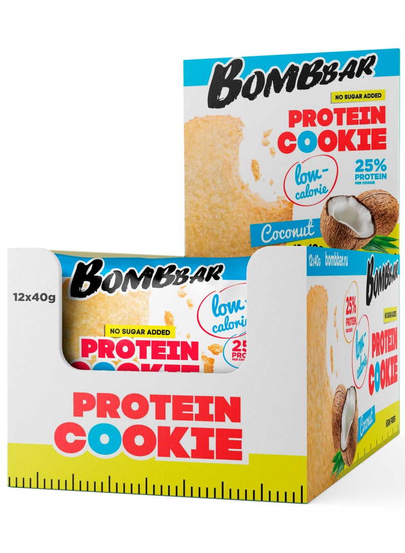 Low Calorie Protein Cookie Coconut Flavor High Fiber and No Sugar Added 12x40g