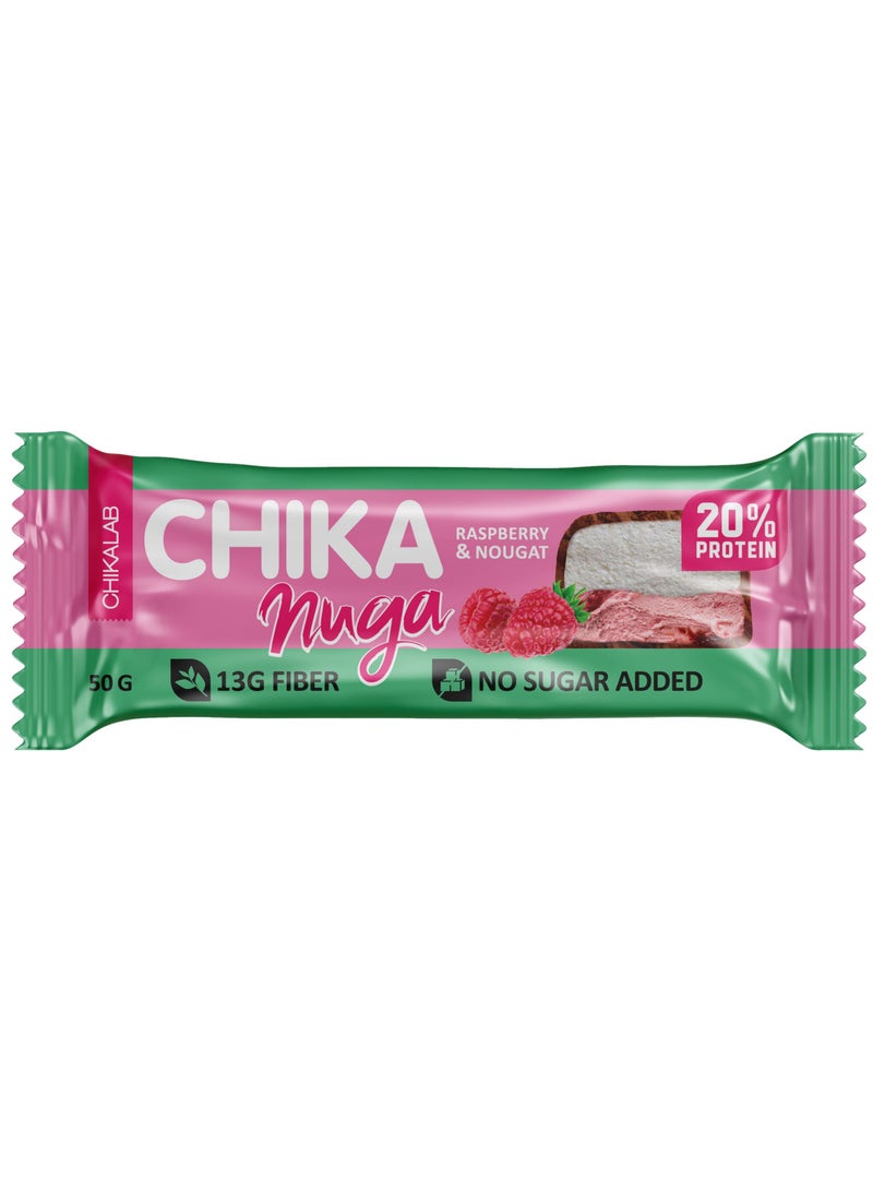 Chika Nuga Protein Bar with Raspberry and Nougat No Sugar Added 12x50g