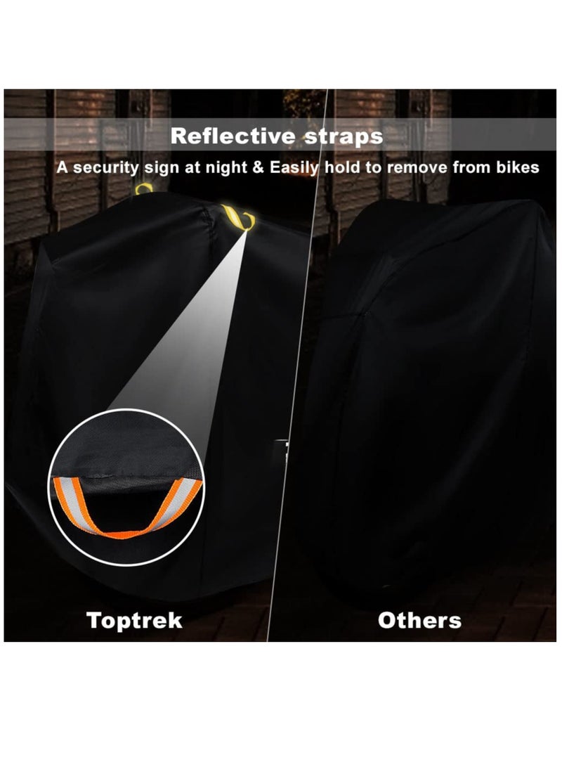 Waterproof Bike Cover, Large Bike Cover For 2 Bikes, 210x9 5x110cm 210T Bike Covers For Outside Storage, Outdoor Waterproof Bicycle Cover, Anti UV Rain Bike Covers With Storage Bag For Mountain E-bike