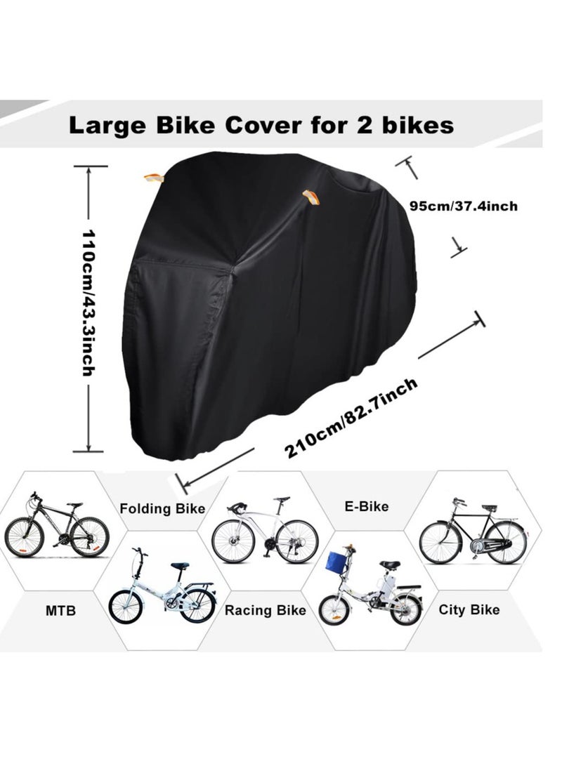 Waterproof Bike Cover, Large Bike Cover For 2 Bikes, 210x9 5x110cm 210T Bike Covers For Outside Storage, Outdoor Waterproof Bicycle Cover, Anti UV Rain Bike Covers With Storage Bag For Mountain E-bike