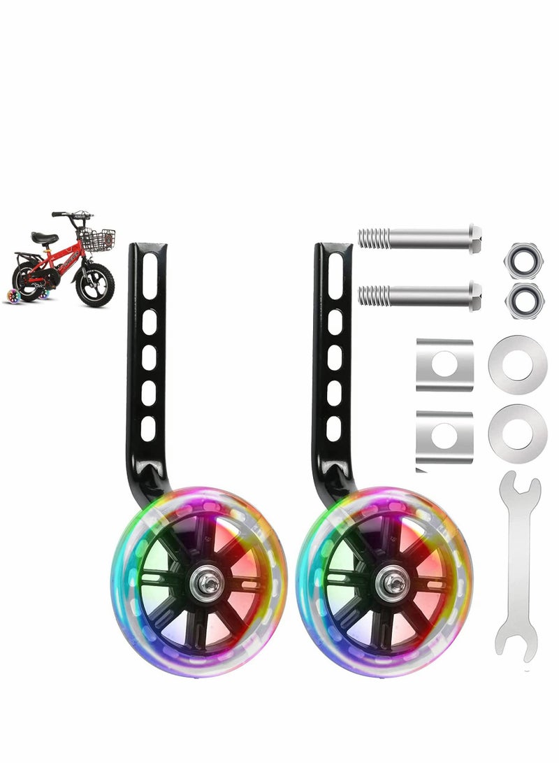 Bicycle Training Flash Wheels, Children's Bike Stabilizers Support Wheels, Kids Bike Steel Frame for Boys Girls 12 14 16 18 20 Inch, Bicycle Riding Safety Equipment