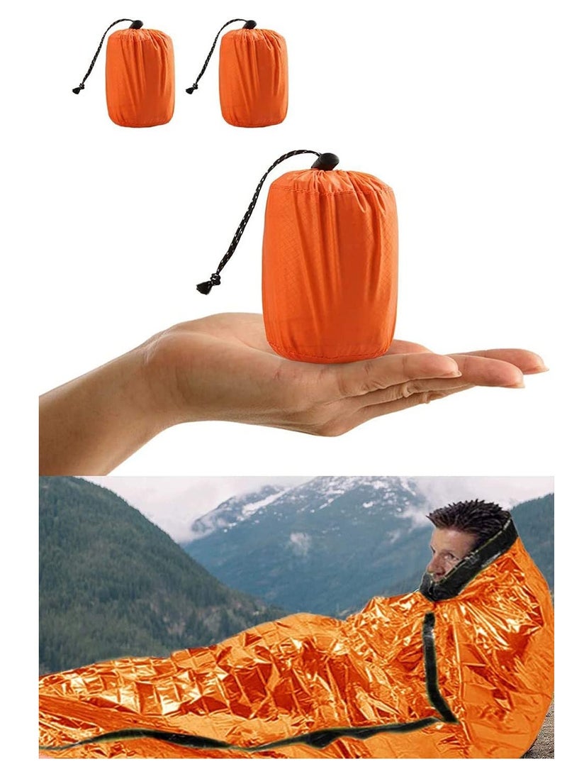 Survival Sleeping Bag, Survival Sleeping Bag PE Aluminum Film, Lightweight Waterproof Thermal Bivvy Bag Emergency Blanket Bushcraft