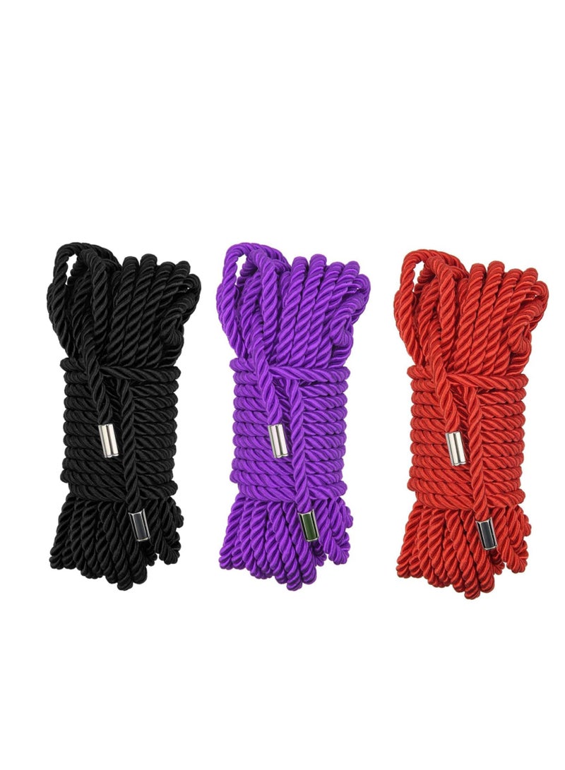 3 Roll 10M Soft Cotton Rope, Cotton Cord All Purpose Rope 32 Feet/8MM Thick Twisted Rope Cord Knot Tying Rope for DIY Craft Projects Hanging Bundling Camping Rope