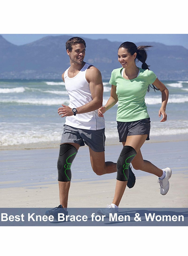 Knee Brace, Knee Compression Sleeve Support for Men & Women | Knee Support for Running, Basketball, Weightlifting, Gym, Workout, Sports  2 PCS
