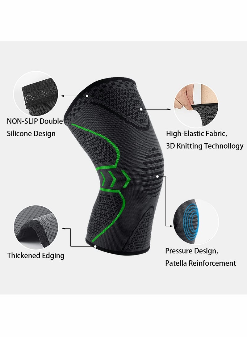 Knee Brace, Knee Compression Sleeve Support for Men & Women | Knee Support for Running, Basketball, Weightlifting, Gym, Workout, Sports  2 PCS