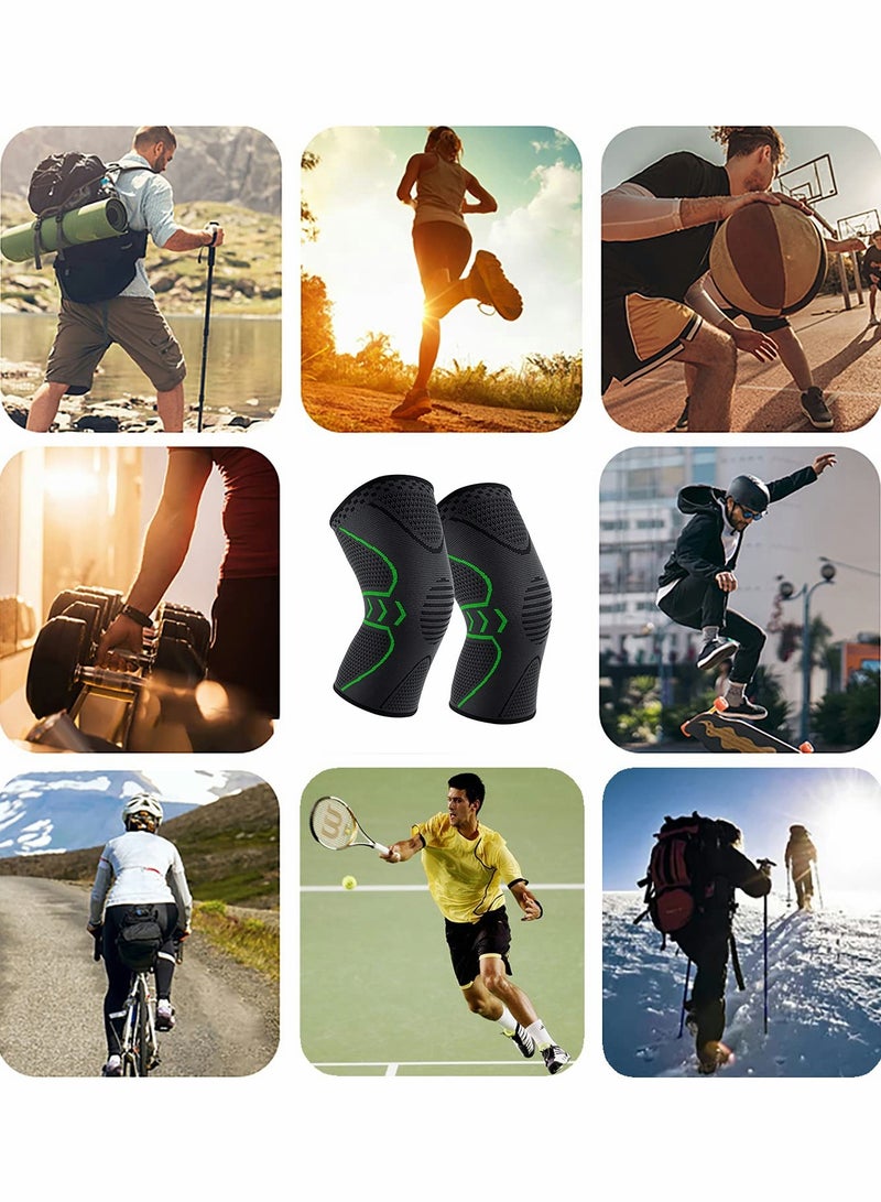 Knee Brace, Knee Compression Sleeve Support for Men & Women | Knee Support for Running, Basketball, Weightlifting, Gym, Workout, Sports  2 PCS