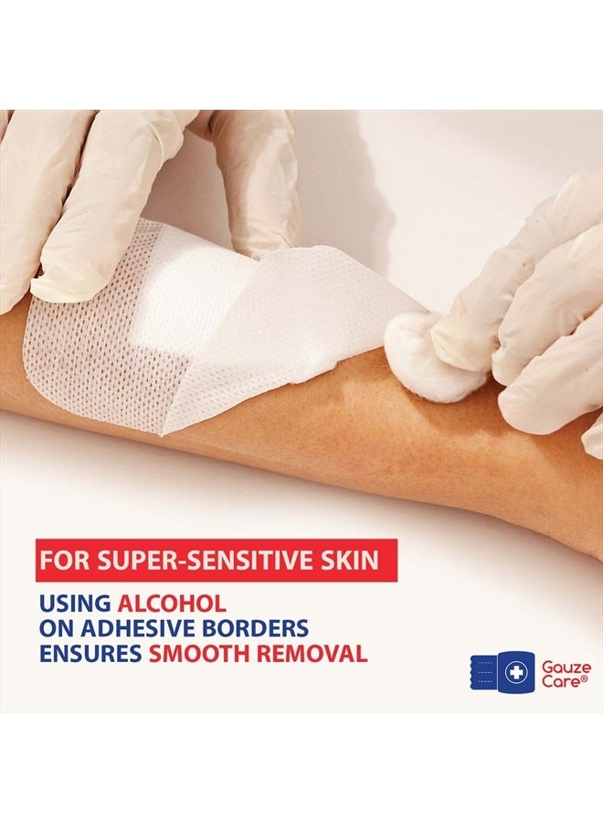 GauzeCare Island Dressing 4x4 inch 28 Pcs| Individually Packed Sterile Pouches| 2x2 Non-Stick Pad in Center with Acrylic Adhesive Borders| Water-Resistant Adhesive Pads for Wound Care and Dressing