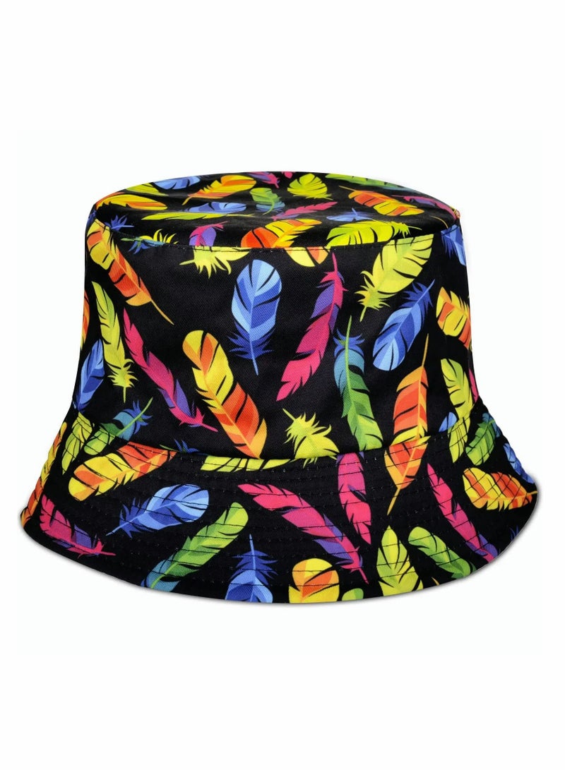 Double-Side Bucket Hat, Bucket Hat for Men Women,Packable Reversible Printed Sun Hats,Fisherman Outdoor Summer Travel Hiking Beach Caps