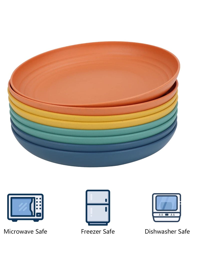 Reusable Dinner Plates Set of 8 Alternative for Plastic Plates Microwave and Dishwasher Safe Wheat Straw Plates for Kitchen Unbreakable Kids Plates with 4 Colors