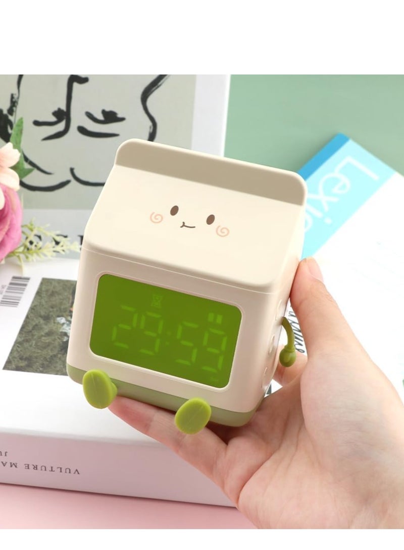 Kids Alarm Clock, Digital Alarm Clock for Bedrooms,   Milk Box Shape Clock Children Wake Up Clock,5 Minute Alarm, Rechargeable Alarm Clock for Bedroom Room Decor Birthday Gift