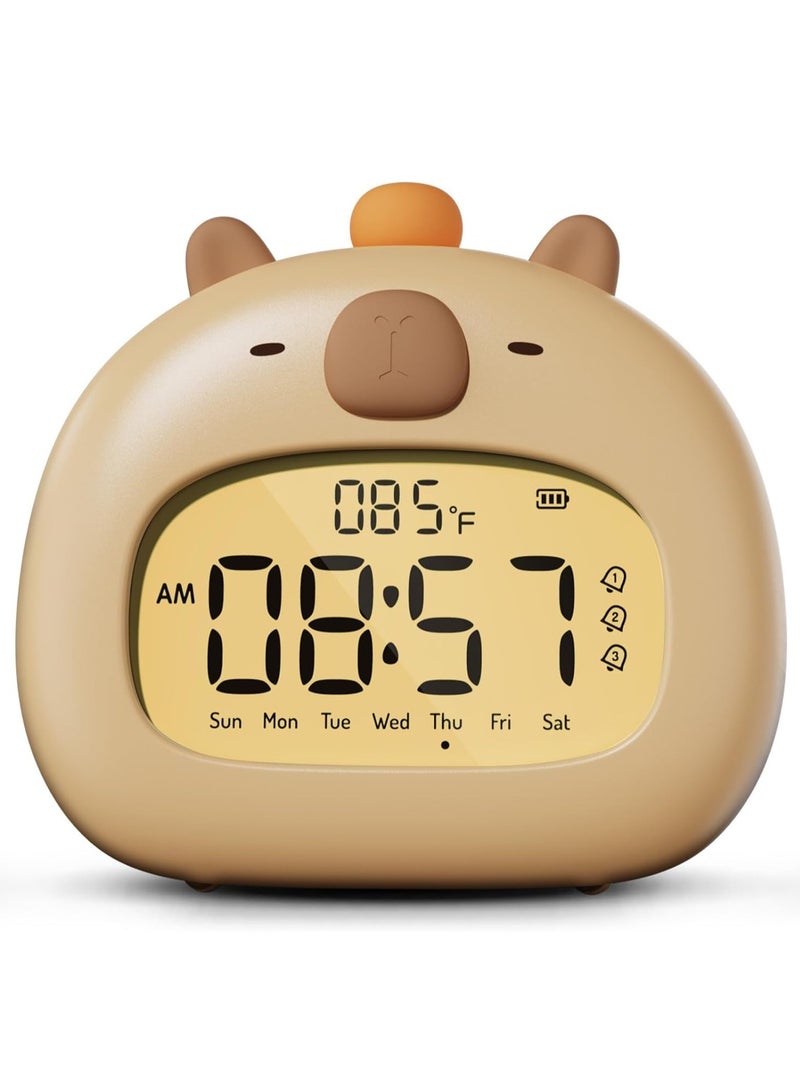 Kids Alarm Clock Ok to Wake Alarm Clock for Kids, Ready to Rise Children's Sleep Trainer,  Capybara Clock Dimming Night Light, OK to Wake Alarm Clock for Toddlers Boys Girls, Birthday Gift