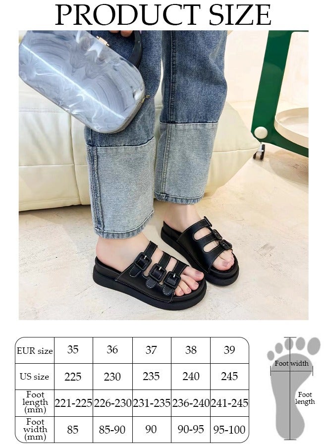 Women's Summer Walking Sandals Air Cushion Support Platform Open Tole Slippers Comfortable Casual Wedge Sandals Beach Slippers Indoor and Out Door