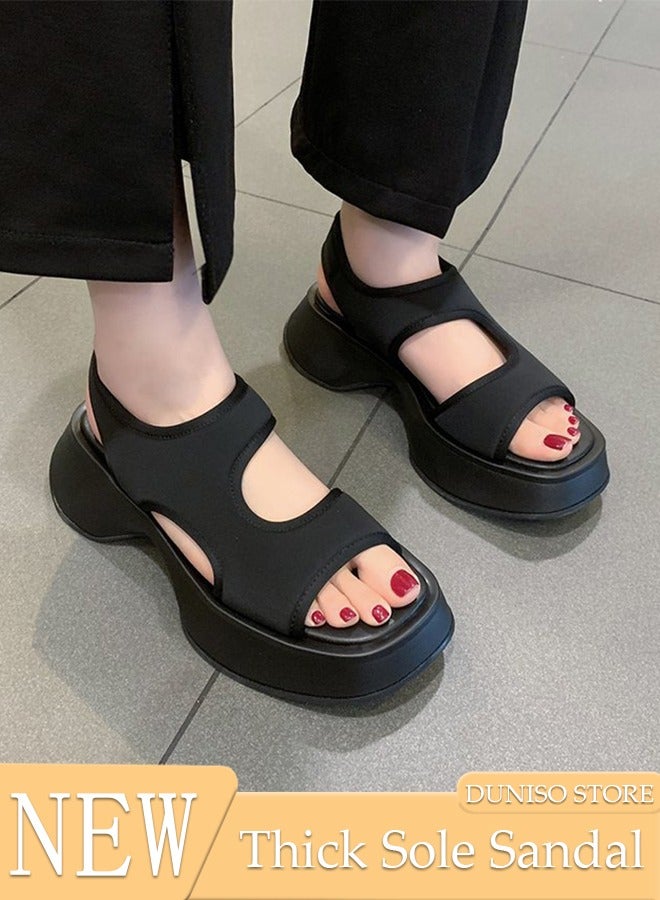 Women's Summer Walking Sandals Air Cushion Support Platform Ankle Strap Shoes Comfortable Casual Wedge Sandals Beach Sandals
