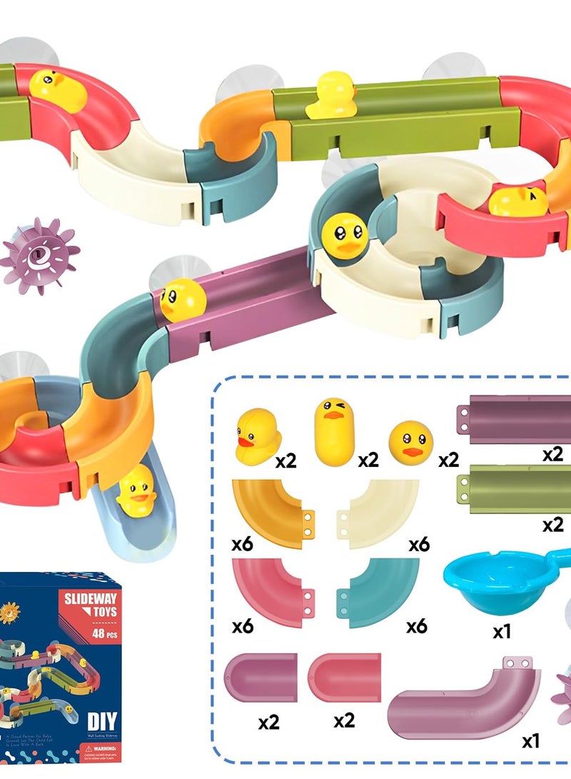 Bathtub Toys, Wall Track Building Set for Kids Ages 4-8, Engaging Baby Bathtub Toy Set for Kids 3+, Exciting DIY Kit for Toddler Boys & Girls (48 Pcs)