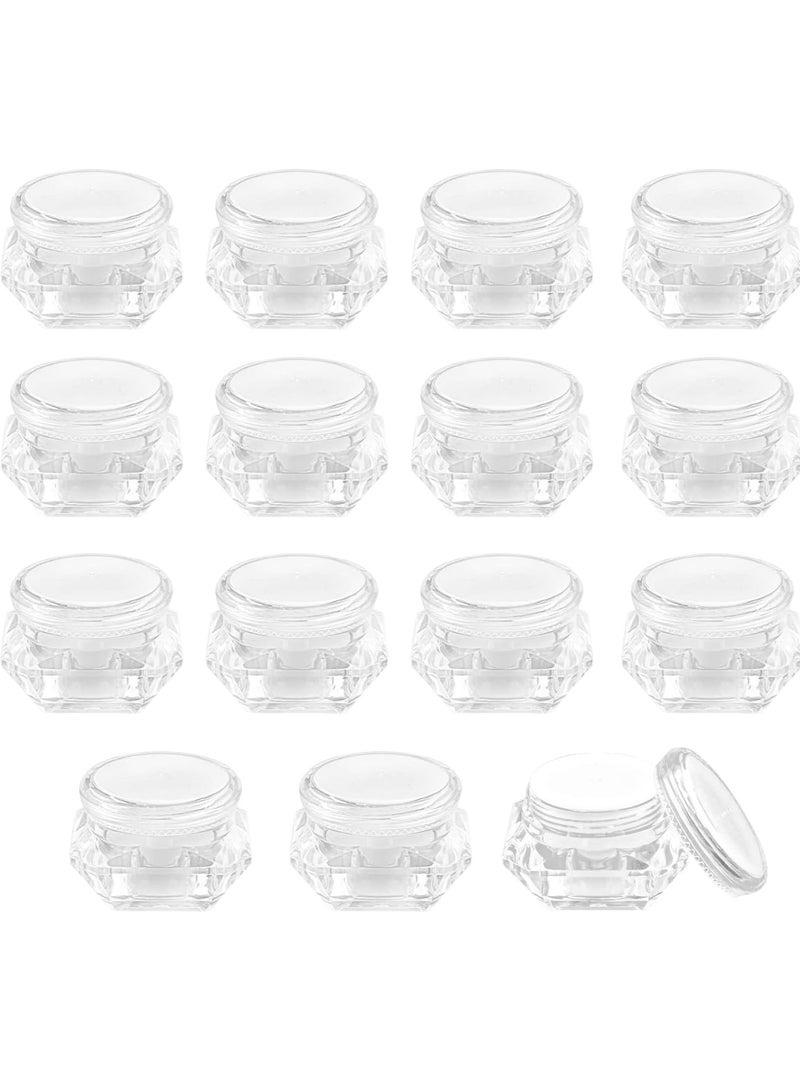15 Pcs 10g Cosmetic Containers Diamond Shape Plastic Pot Jars Empty Travel Makeup Sample Container With Screw Lids For Cream Lotion Lip Balm Eyeshadow Nails Powder, Jewelry, Lotion, Candy, Craft