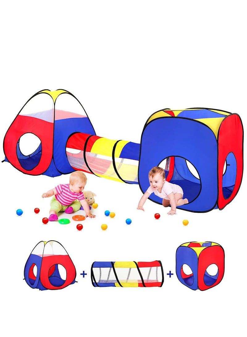 3 in 1 Kids Play Tent Play Tunnels, Portable Ball Pit Pool, Children Pop Up Tent Boys Girls Indoor and Outdoor Playhouse