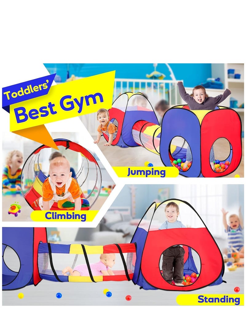 3 in 1 Kids Play Tent Play Tunnels, Portable Ball Pit Pool, Children Pop Up Tent Boys Girls Indoor and Outdoor Playhouse