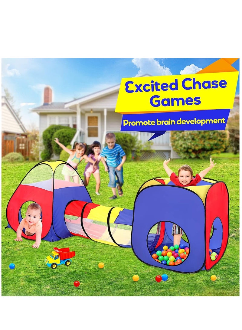 3 in 1 Kids Play Tent Play Tunnels, Portable Ball Pit Pool, Children Pop Up Tent Boys Girls Indoor and Outdoor Playhouse