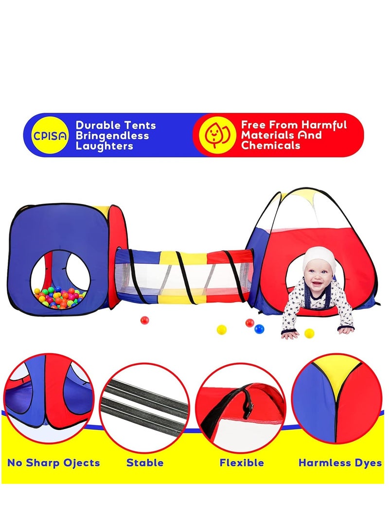3 in 1 Kids Play Tent Play Tunnels, Portable Ball Pit Pool, Children Pop Up Tent Boys Girls Indoor and Outdoor Playhouse