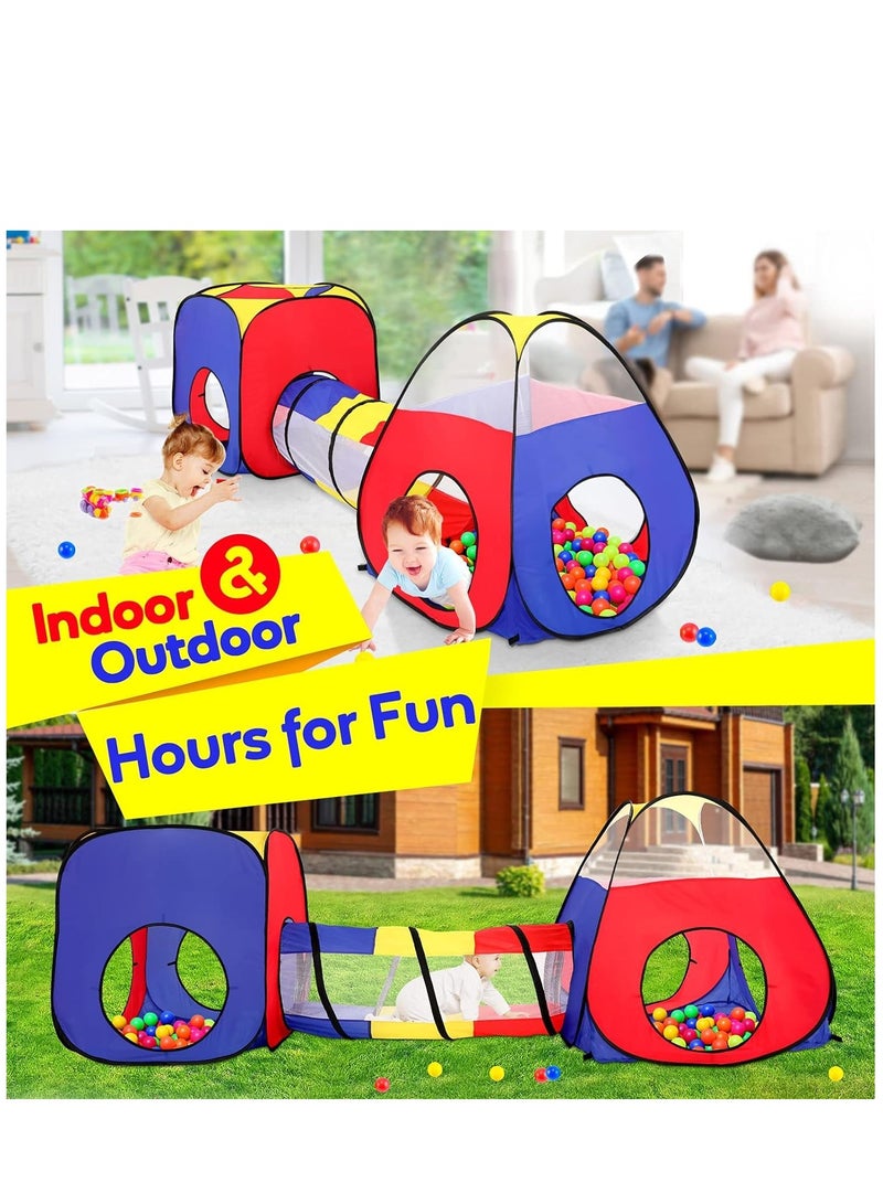 3 in 1 Kids Play Tent Play Tunnels, Portable Ball Pit Pool, Children Pop Up Tent Boys Girls Indoor and Outdoor Playhouse