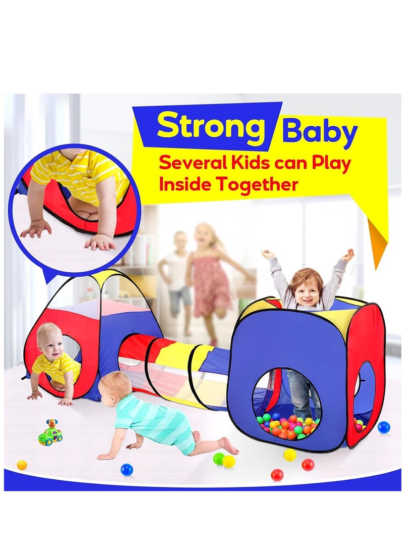 3 in 1 Kids Play Tent Play Tunnels, Portable Ball Pit Pool, Children Pop Up Tent Boys Girls Indoor and Outdoor Playhouse