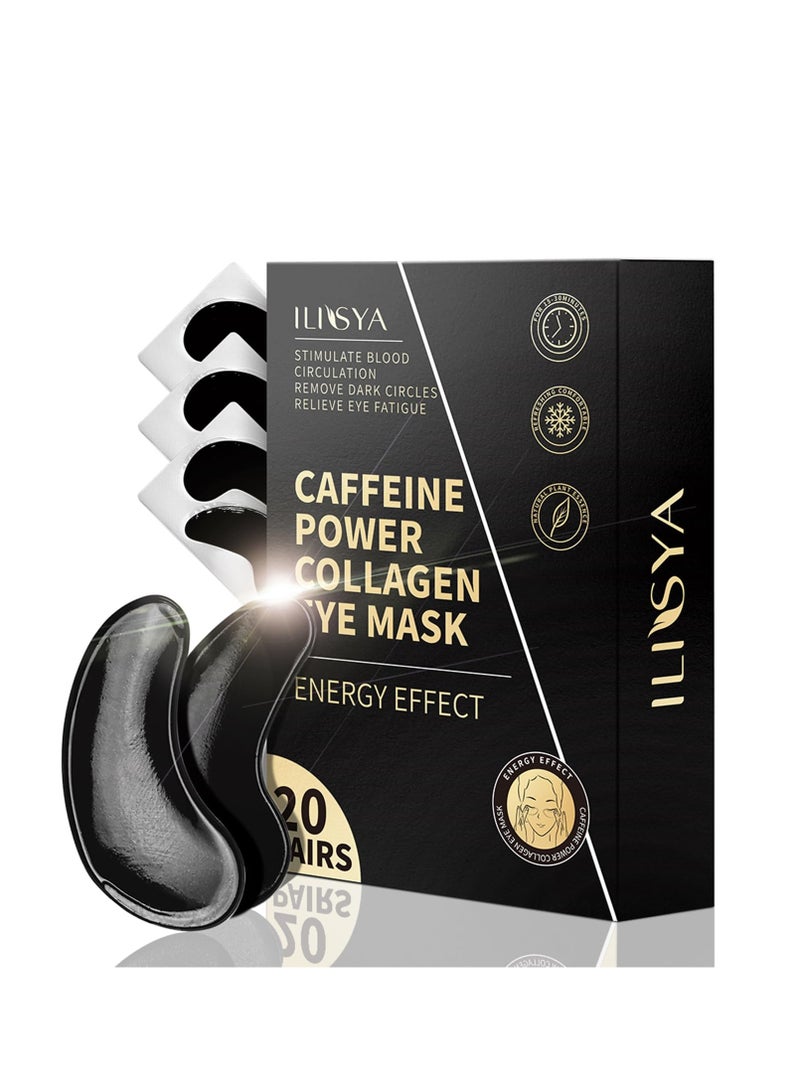 Collagen Under Eye Patches with Caffeine, 20 Pairs Dark Circles under Eye Treatment, Eye Treatment Mask, for Dark Circles Eye, Fatigue Puffiness Refreshing Revitalizing, Skincare Eye Gel Pads