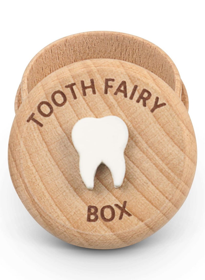 Tooth Fairy Box for Kids Keepsake, Baby Tooth Holder, Wooden Saver Organizer, Storage Box for Baby, Toddlers, Boys, Girls, Lost Teeth Birthday Present