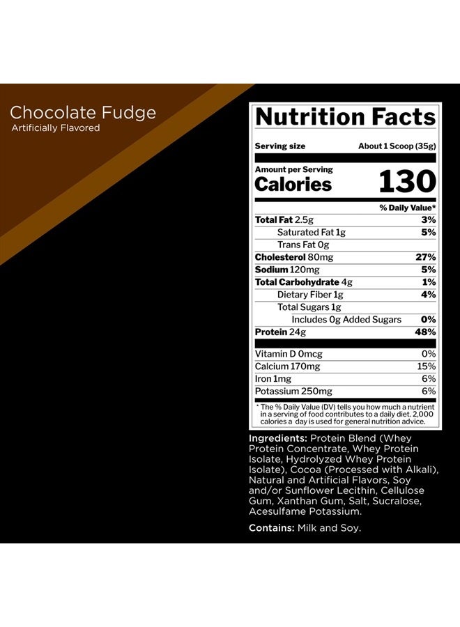 Rule 1 R1 Protein, Chocolate Fudge - 2.01 lbs Powder - 25g Whey Isolate & Hydrolysate + 6g BCAAs - 29 Servings