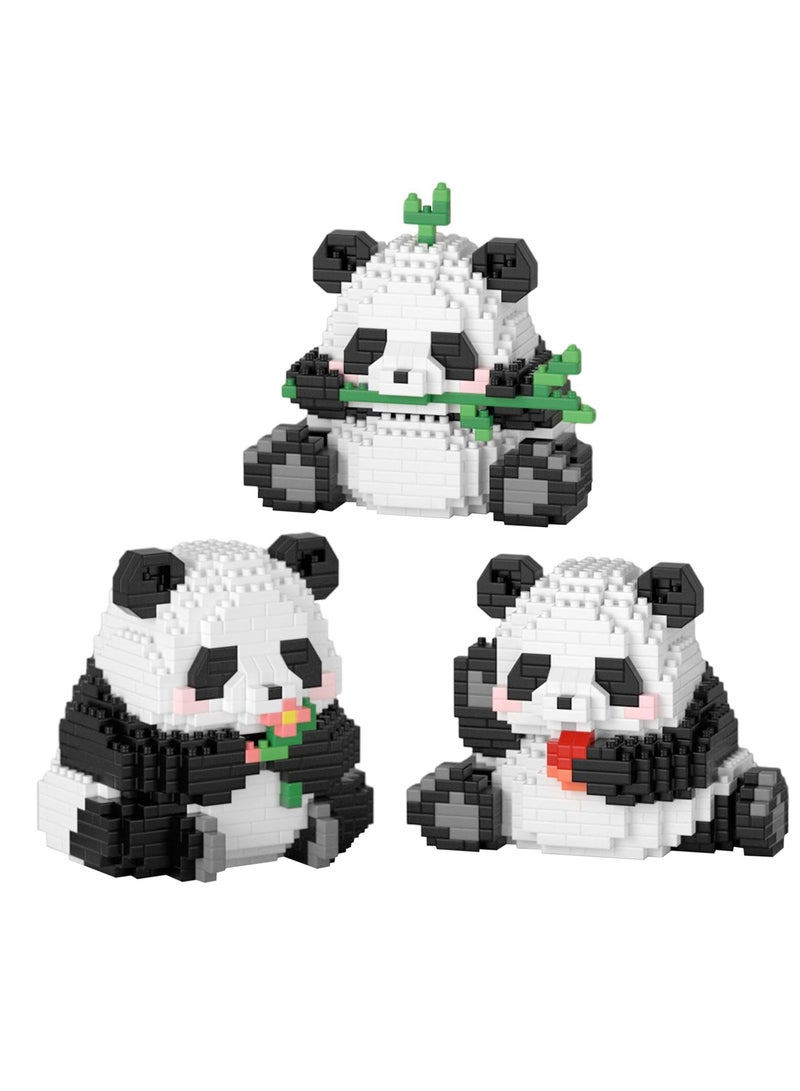 Micro Building Blocks Animal Set, 3 in 1 Panda Mini Building Blocks, DIY Mini 3D Building Toy Bricks, 720 PCS Micro Mini Panda Building Toy Bricks for Adults, Kids