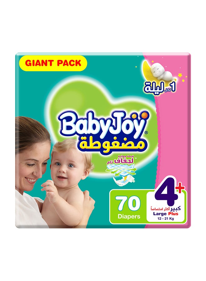 Compressed Diamond Pad, Size 4+ Large Plus, 12 to 21 kg, Giant Pack, 70 Diapers