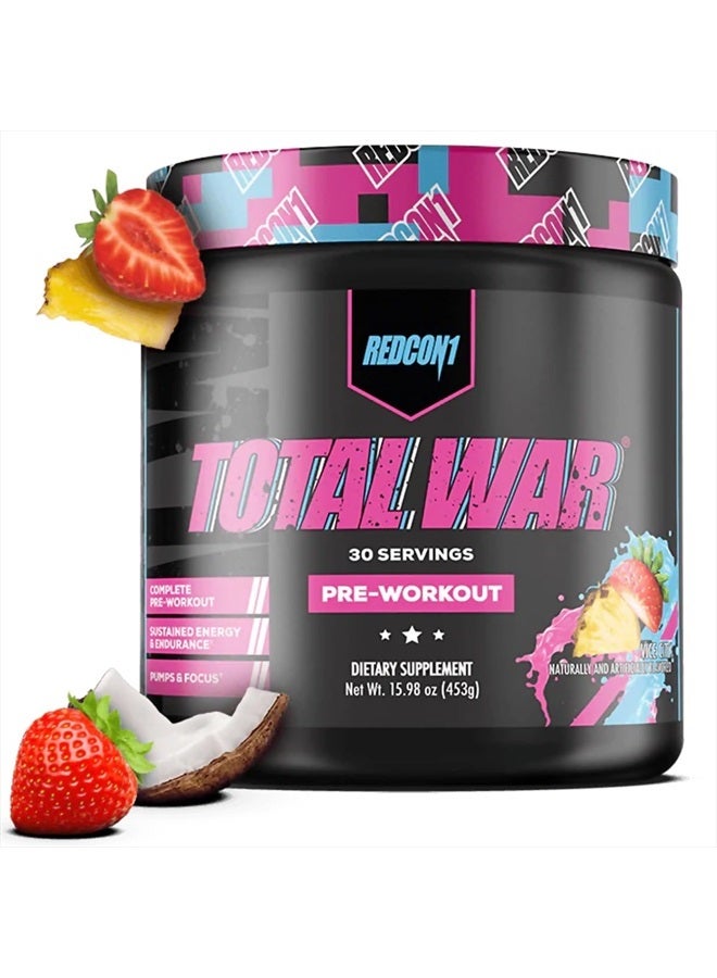 Total War Pre Workout - L Citrulline, Malic Acid, Green Tea Leaf Extract for Pump Boosting Pre Workout for Women & Men - 3.2g Beta Alanine to Reduce Exhaustion, Vice City 30 Servings