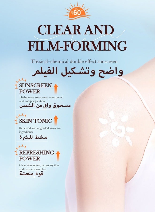 Water Resistant and Non-Greasy Sunscreen Lotion With Broad Spectrum, Nicotinamide Face & Body Sunscreen SPF 60, UVA & UVB Protection, Whitening,Lightweight & Fast-absorbing,30g+40g