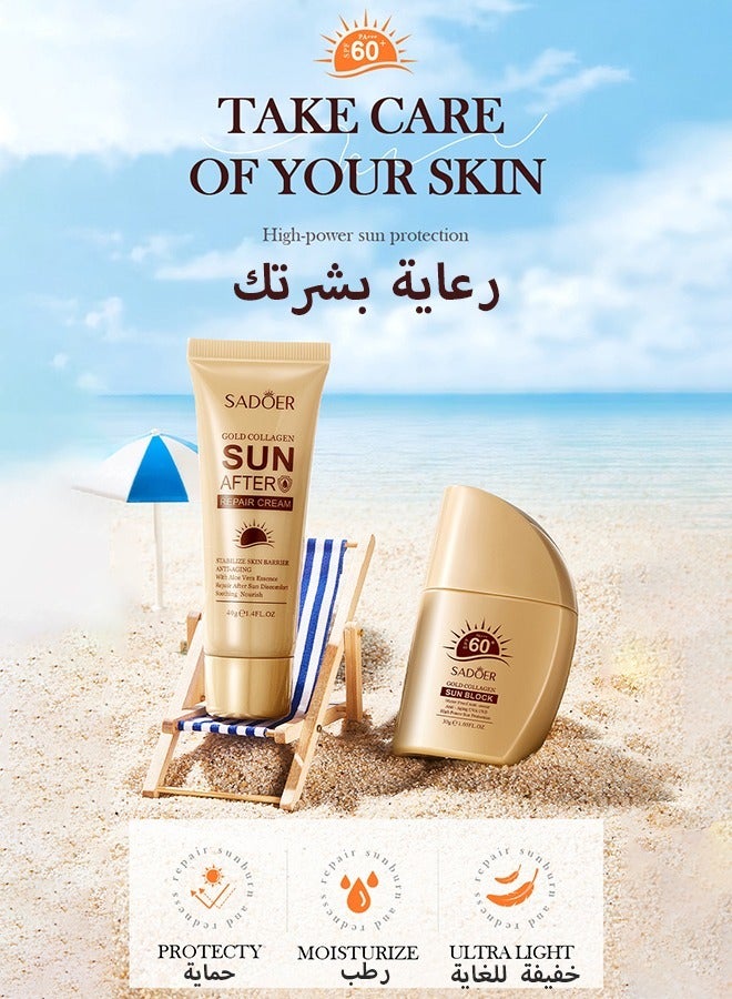 Water Resistant and Non-Greasy Sunscreen Lotion With Broad Spectrum, Nicotinamide Face & Body Sunscreen SPF 60, UVA & UVB Protection, Whitening,Lightweight & Fast-absorbing,30g+40g