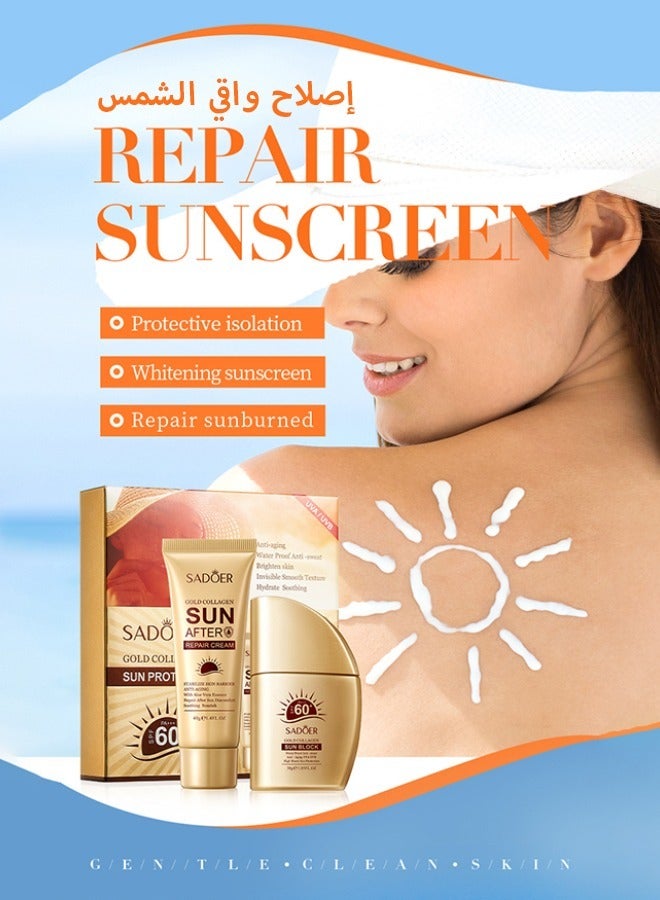 Water Resistant and Non-Greasy Sunscreen Lotion With Broad Spectrum, Nicotinamide Face & Body Sunscreen SPF 60, UVA & UVB Protection, Whitening,Lightweight & Fast-absorbing,30g+40g