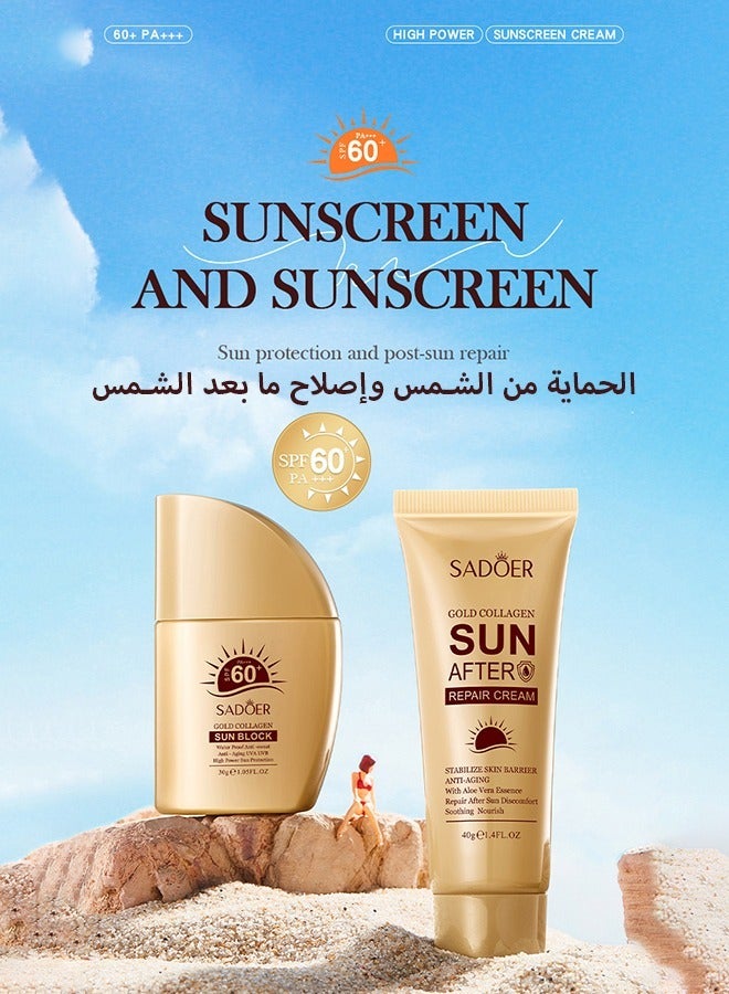 Water Resistant and Non-Greasy Sunscreen Lotion With Broad Spectrum, Nicotinamide Face & Body Sunscreen SPF 60, UVA & UVB Protection, Whitening,Lightweight & Fast-absorbing,30g+40g