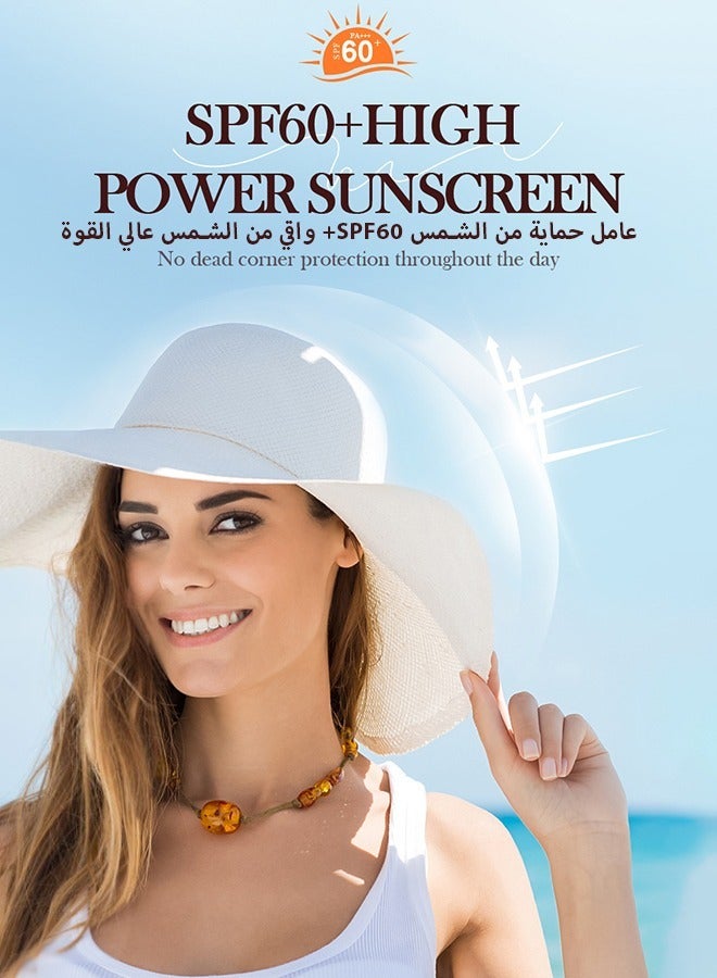 Water Resistant and Non-Greasy Sunscreen Lotion With Broad Spectrum, Nicotinamide Face & Body Sunscreen SPF 60, UVA & UVB Protection, Whitening,Lightweight & Fast-absorbing,30g+40g