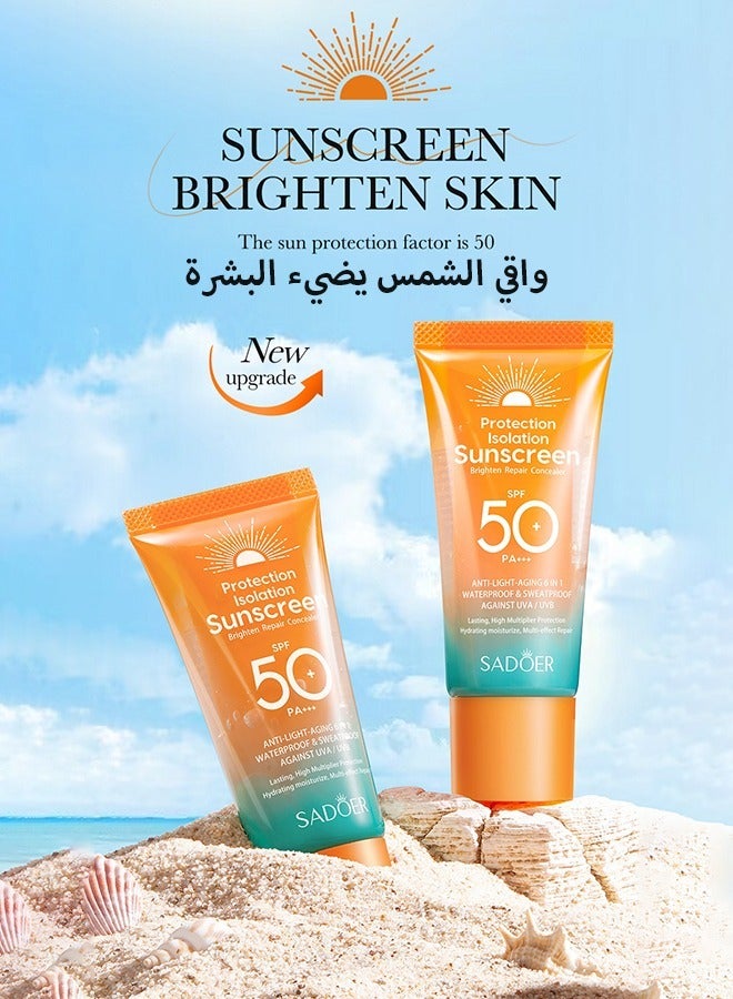 Water Resistant and Non-Greasy Sunscreen Lotion With Broad Spectrum, Mineral Oil Face & Body Sunscreen SPF 50, UVA & UVB Protection, Lightweight & Fast-absorbing,50g