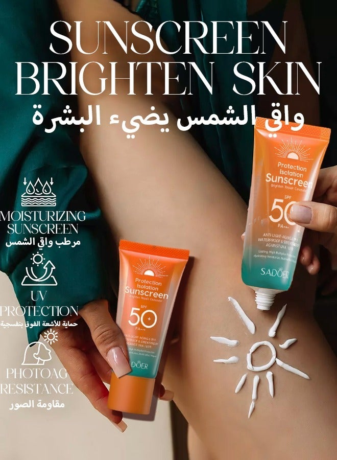 Water Resistant and Non-Greasy Sunscreen Lotion With Broad Spectrum, Mineral Oil Face & Body Sunscreen SPF 50, UVA & UVB Protection, Lightweight & Fast-absorbing,50g