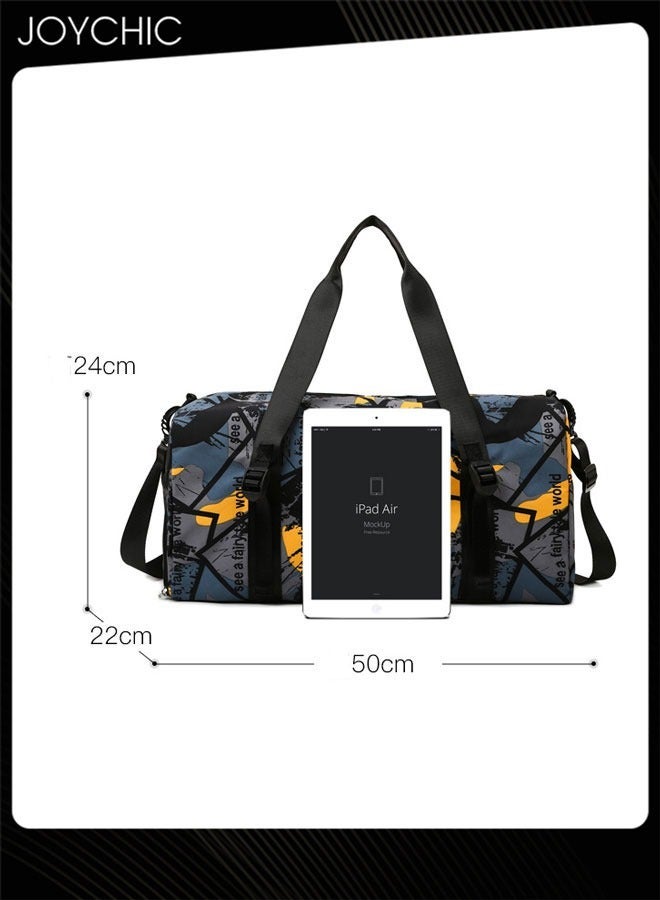 Colorful Fashionable Women Men Travel Duffel Bag Large Capacity  Gym Sport Tote Bag with Dry and Wet Pocket & Shoes Compartment for Yoga Fitness Multicolour