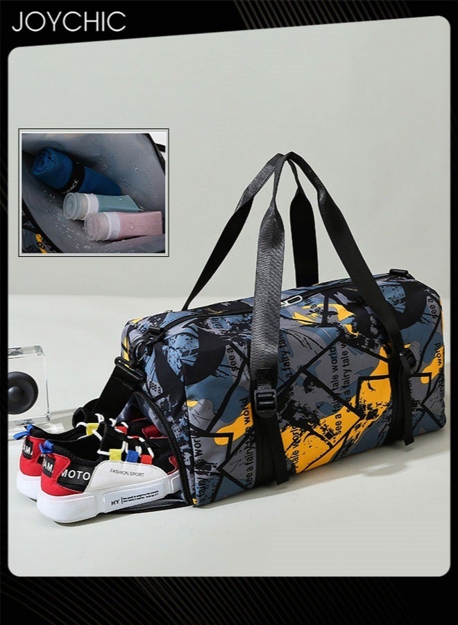 Colorful Fashionable Women Men Travel Duffel Bag Large Capacity  Gym Sport Tote Bag with Dry and Wet Pocket & Shoes Compartment for Yoga Fitness Multicolour